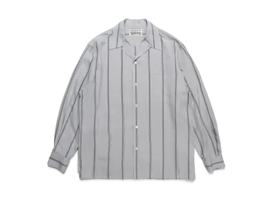 WACKO MARIA Striped Open Collar Shirt "Gray"