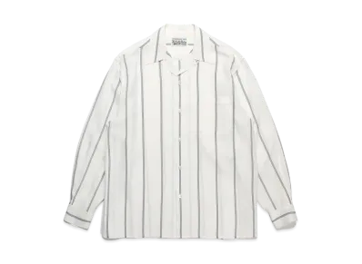 WACKO MARIA Striped Open Collar Shirt "White"