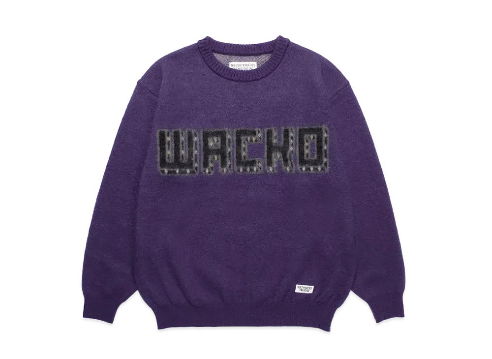 WACKO MARIA Logo Mohair Knit Jacquard Sweater "Purple"