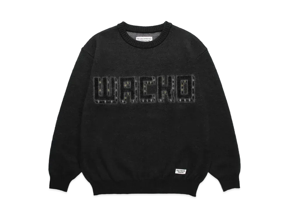 WACKO MARIA Logo Mohair Knit Jacquard Sweater "Black"