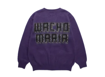 WACKO MARIA Logo Mohair Knit Jacquard Cardigan "Purple"