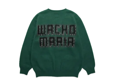 WACKO MARIA Logo Mohair Knit Jacquard Cardigan "Green"