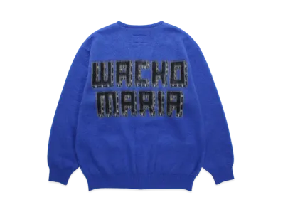 WACKO MARIA Logo Mohair Knit Jacquard Cardigan "Blue"