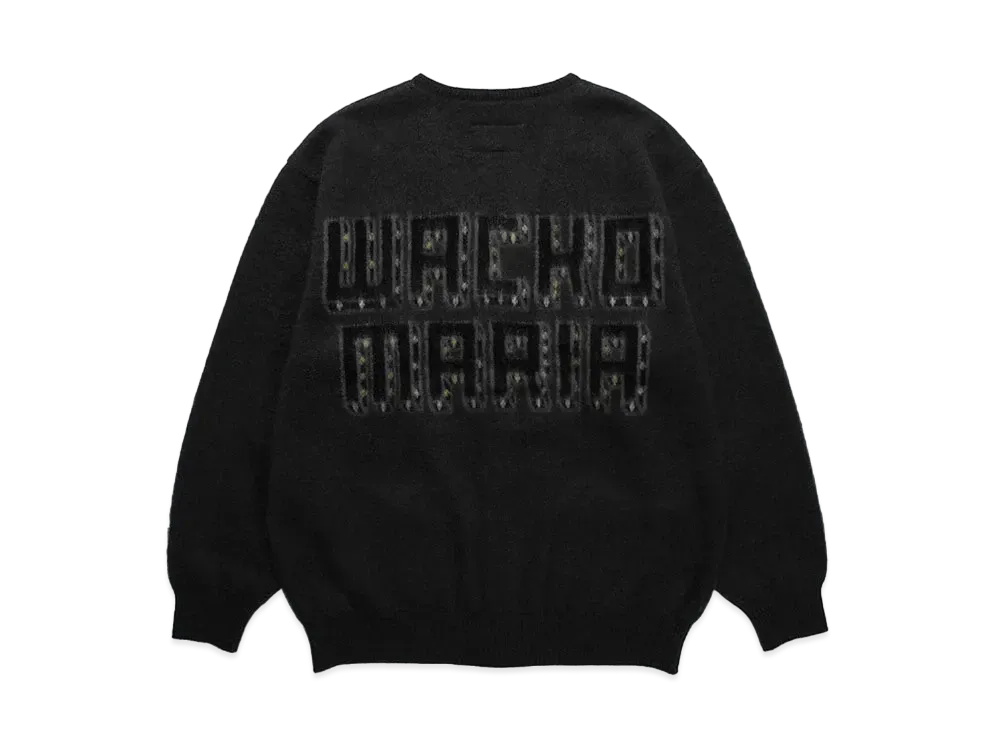 WACKO MARIA Logo Mohair Knit Jacquard Cardigan "Black"
