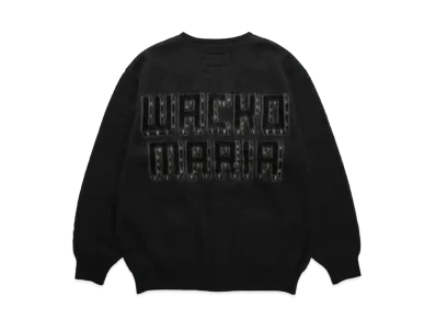 WACKO MARIA Logo Mohair Knit Jacquard Cardigan "Black"