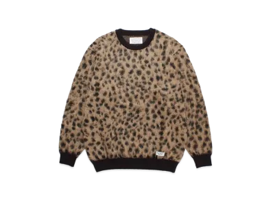 WACKO MARIA Leopard Mohair Knit Jacquard Sweater "Beige"