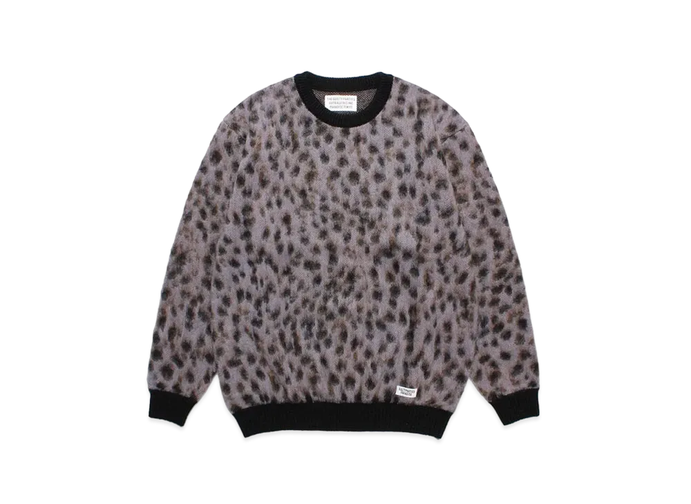 WACKO MARIA Leopard Mohair Knit Jacquard Sweater "Purple"