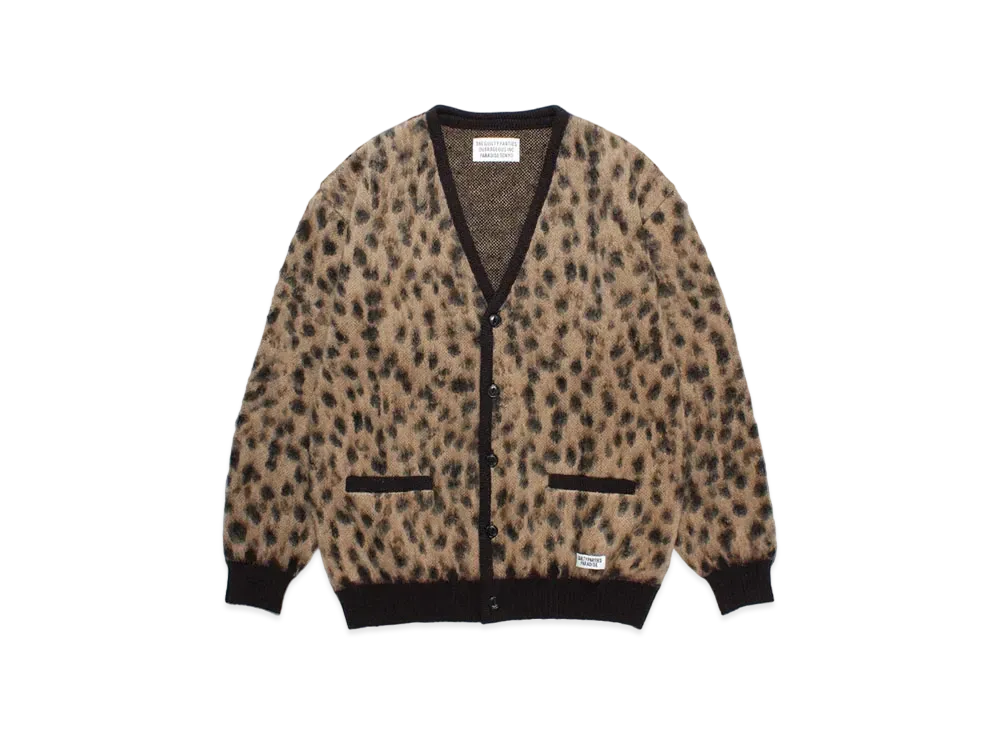 WACKO MARIA Leopard Mohair Knit Jacquard Cardigan "Beige"