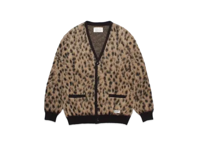 WACKO MARIA Leopard Mohair Knit Jacquard Cardigan "Beige"