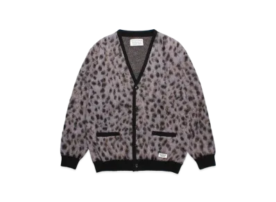 WACKO MARIA Leopard Mohair Knit Jacquard Cardigan "Purple"