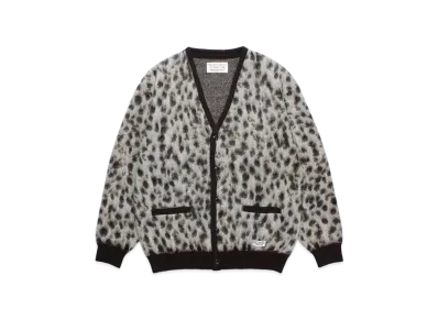 WACKO MARIA Leopard Mohair Knit Jacquard Cardigan "White"