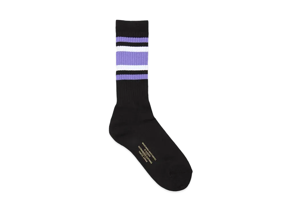 WACKO MARIA Striped Jacquard Socks "Black/Purple"