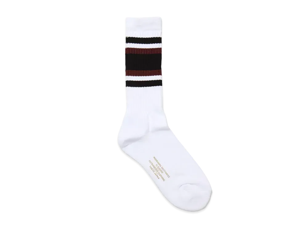 WACKO MARIA Striped Jacquard Socks "White/Brown"