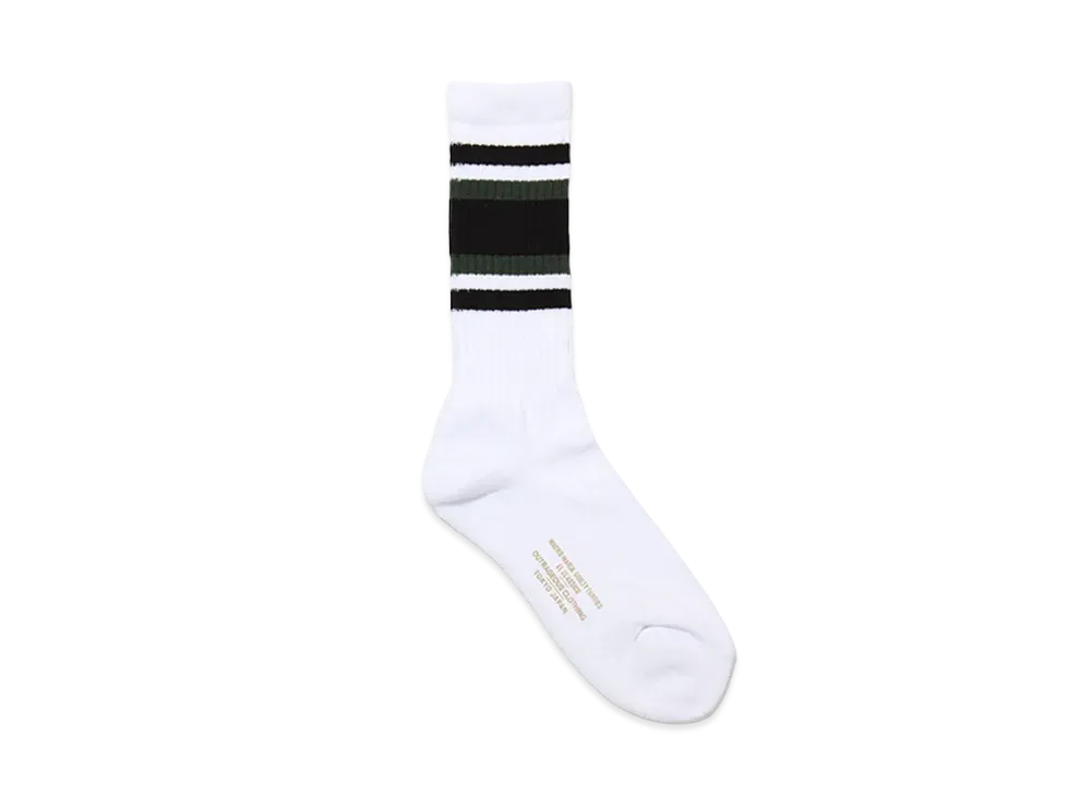 WACKO MARIA Striped Jacquard Socks "White/Green"