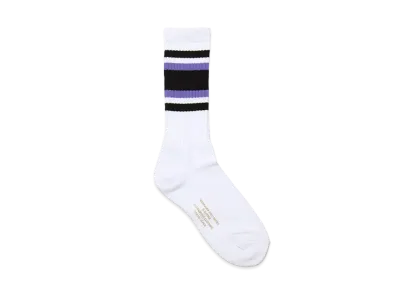 WACKO MARIA Striped Jacquard Socks "White/Purple"