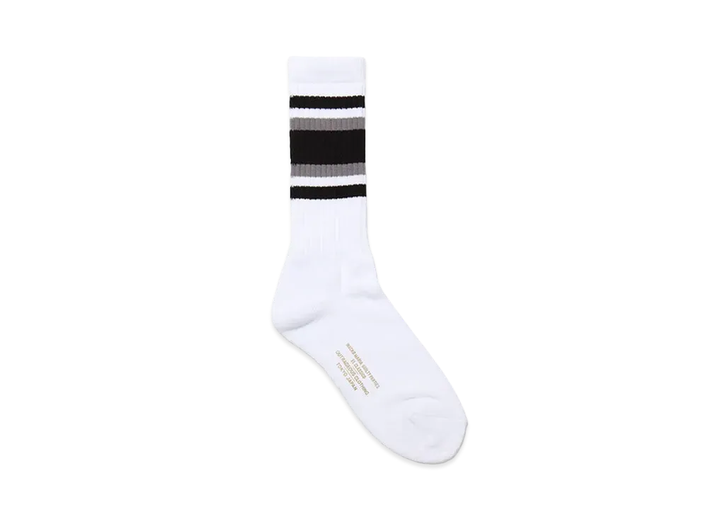 WACKO MARIA Striped Jacquard Socks "White/Gray"