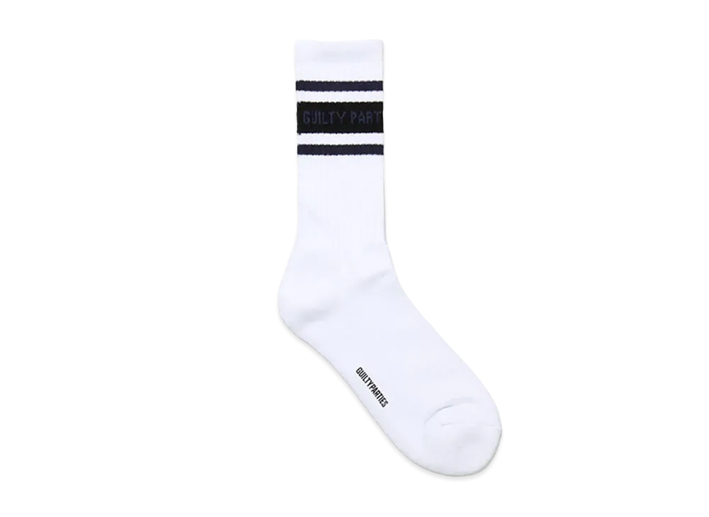 WACKO MARIA Logo Jacquard Socks "White/Navy"