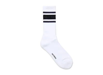 WACKO MARIA Logo Jacquard Socks "White/Navy"