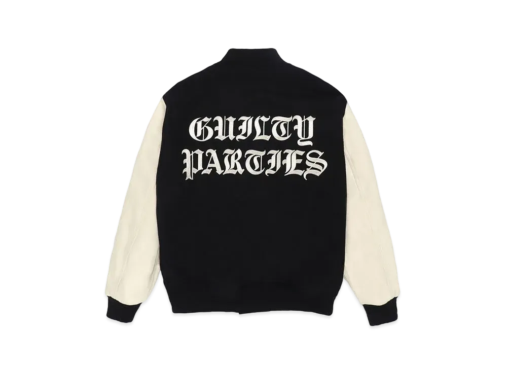 WACKO MARIA Leather Varsity Jacket "Black/White"