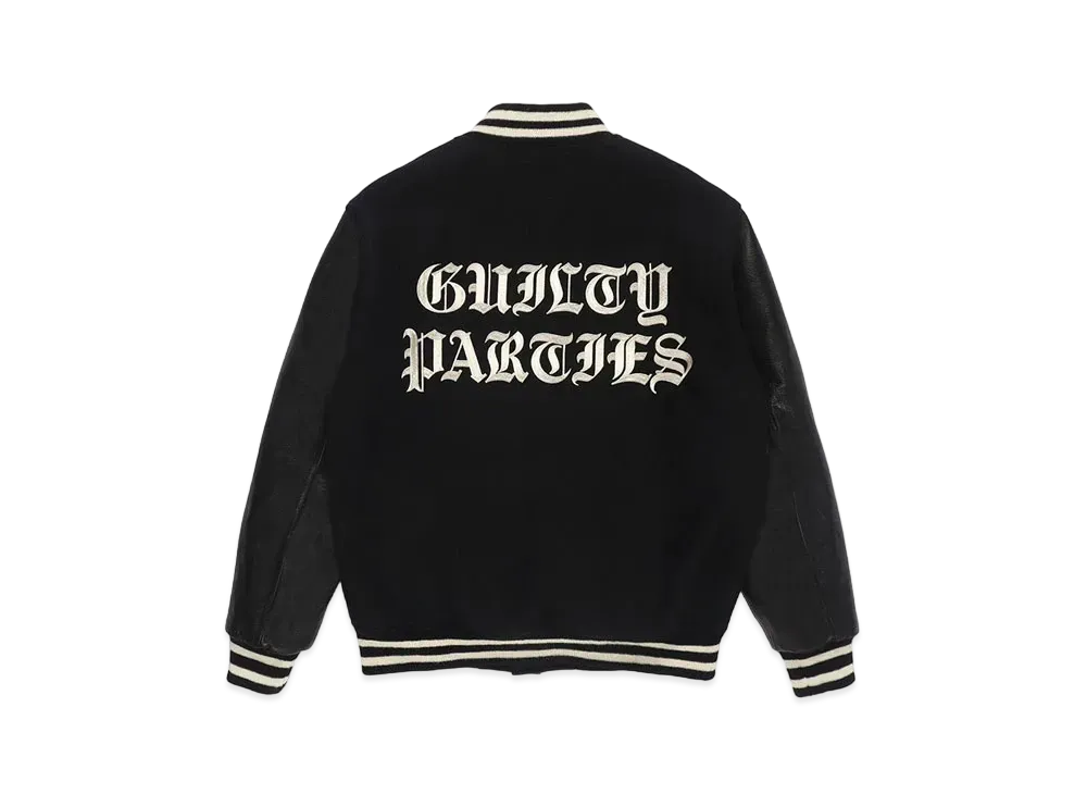 WACKO MARIA Leather Varsity Jacket "Black/Black"