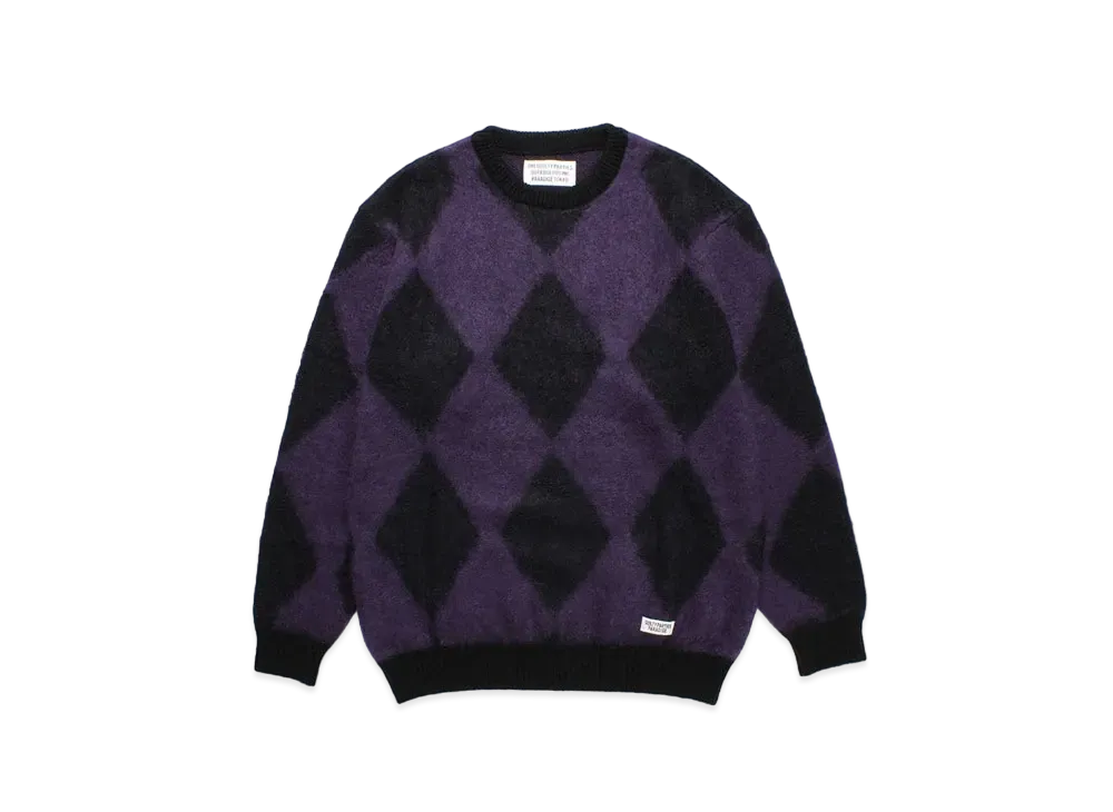 WACKO MARIA Diamond Mohair Knit Sweater "Purple"