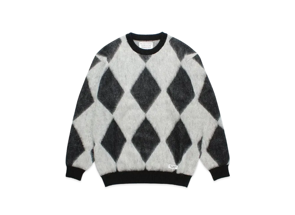 WACKO MARIA Diamond Mohair Knit Sweater "White"