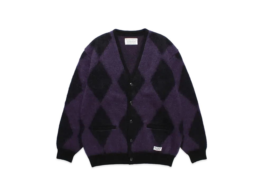 WACKO MARIA Diamond Mohair Knit Cardigan "Purple"