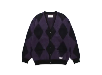 WACKO MARIA Diamond Mohair Knit Cardigan "Purple"