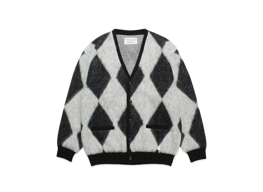 WACKO MARIA Diamond Mohair Knit Cardigan "White"
