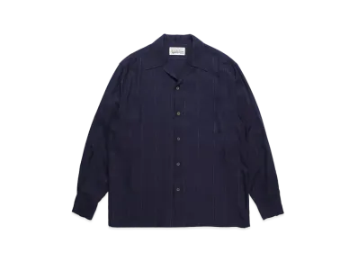 WACKO MARIA Kasuri Striped Open Collar Shirt "Navy"