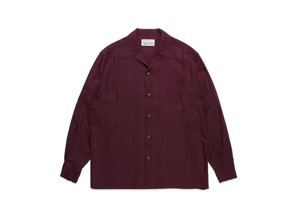 WACKO MARIA Kasuri Striped Open Collar Shirt "Burgundy"
