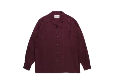 WACKO MARIA Kasuri Striped Open Collar Shirt "Burgundy"