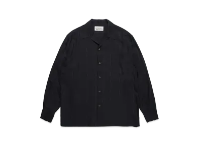 WACKO MARIA Kasuri Striped Open Collar Shirt "Black"