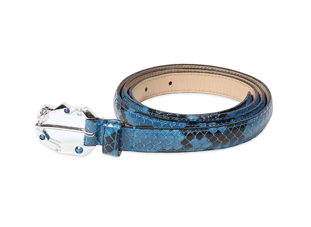 WACKO MARIA x WOLF'S HEAD / Python Leather Belt "Blue"