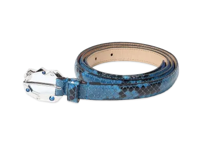 WACKO MARIA x WOLF'S HEAD / Python Leather Belt "Blue"