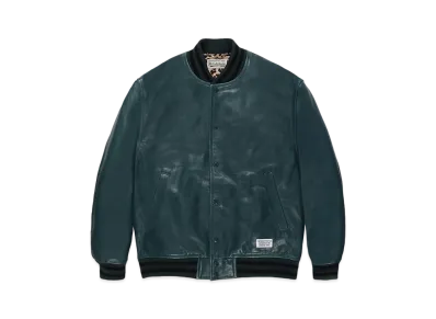 WACKO MARIA Leather Varsity Jacket "Blue"