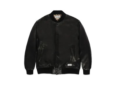 WACKO MARIA Leather Varsity Jacket "Black"