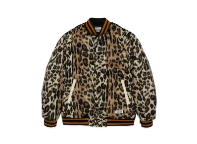 WACKO MARIA Faux Leopard Fur Varsity Jacket "Beige"