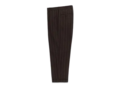 WACKO MARIA x DORMEUIL / Striped Pleated Trousers (Type-2) "Dark Brown"