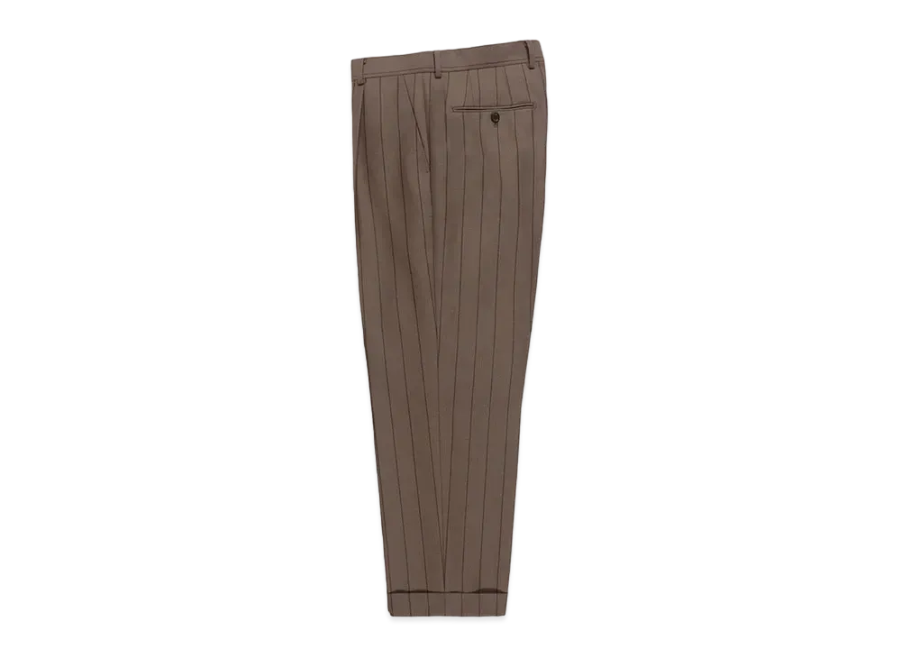 WACKO MARIA x DORMEUIL / Striped Pleated Trousers (Type-2) "Gray"