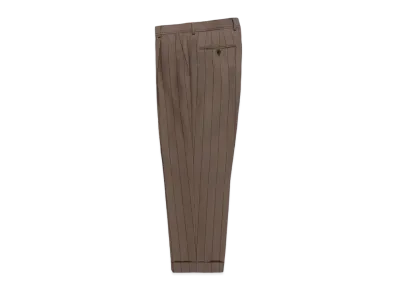 WACKO MARIA x DORMEUIL / Striped Pleated Trousers (Type-2) "Gray"