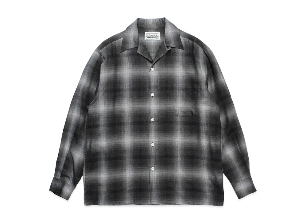 WACKO MARIA Check Open Collar Shirt "Gray"