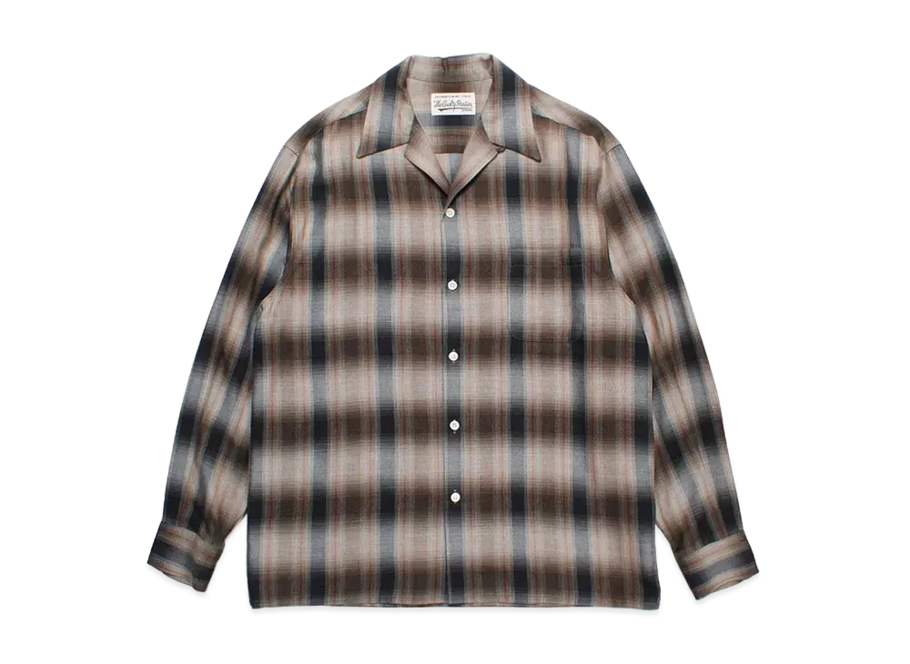 WACKO MARIA Check Open Collar Shirt "Brown"