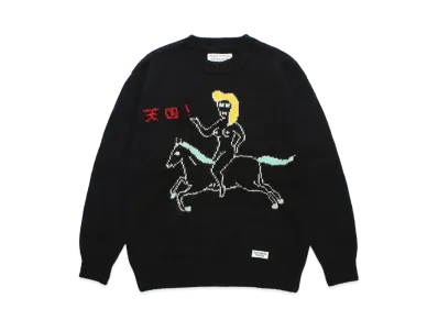 WACKO MARIA World Peace Project / Intarsia Crew Neck Sweater "Black"