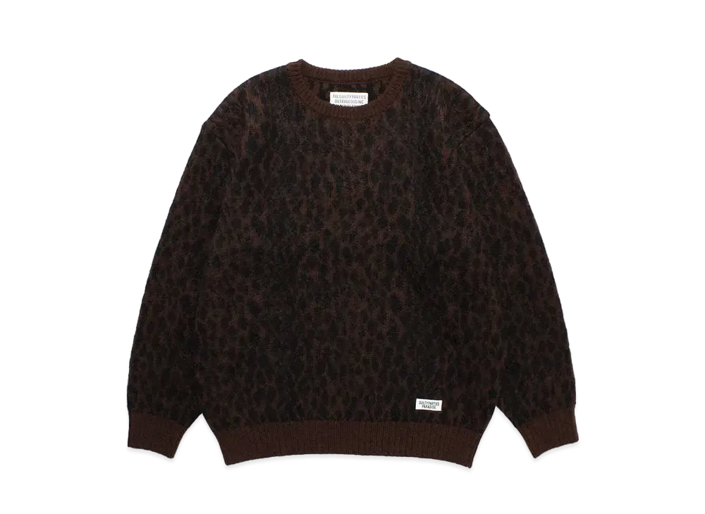 WACKO MARIA Leopard Heavy Mohair Knit Jacquard Sweater "Brown"
