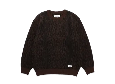 WACKO MARIA Leopard Heavy Mohair Knit Jacquard Sweater "Brown"