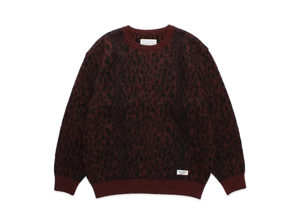 WACKO MARIA Leopard Heavy Mohair Knit Jacquard Sweater "Red"