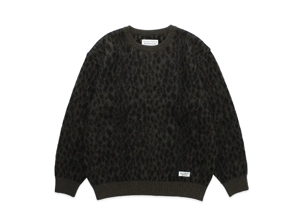WACKO MARIA Leopard Heavy Mohair Knit Jacquard Sweater "Khaki"