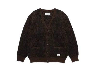 WACKO MARIA Leopard Heavy Mohair Knit Jacquard Cardigan "Brown"