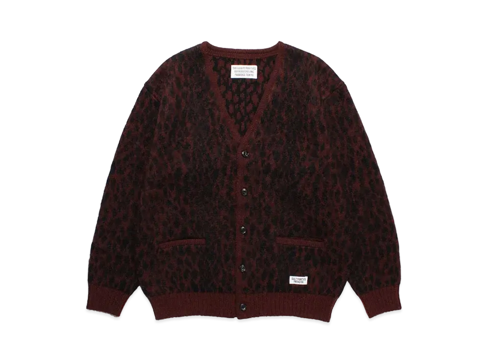 WACKO MARIA Leopard Heavy Mohair Knit Jacquard Cardigan "Red"